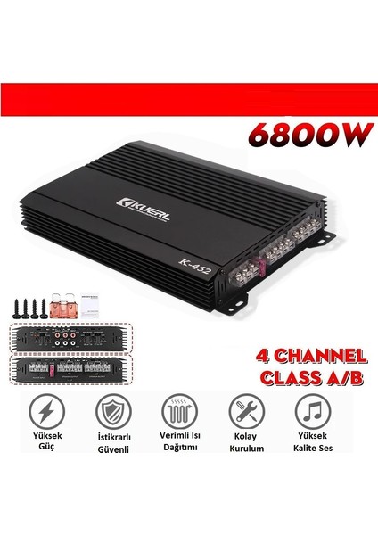 K-452B 4 Kanal Oto Amfi