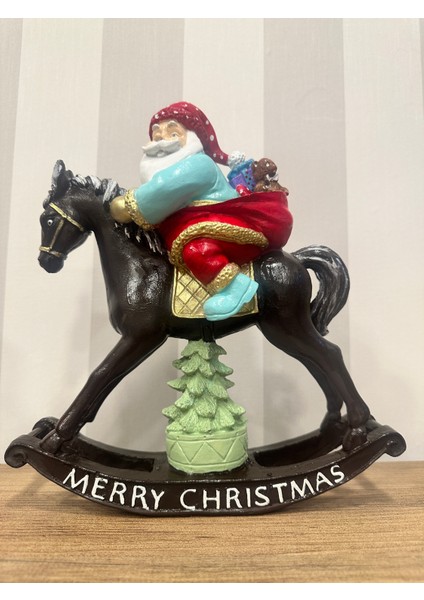 Sallanan Atlı Noel Baba - Heykel, Biblo, Obje ,yılbaşı Ürünleri , Dekoratif Objeler , Şık Sunumlar