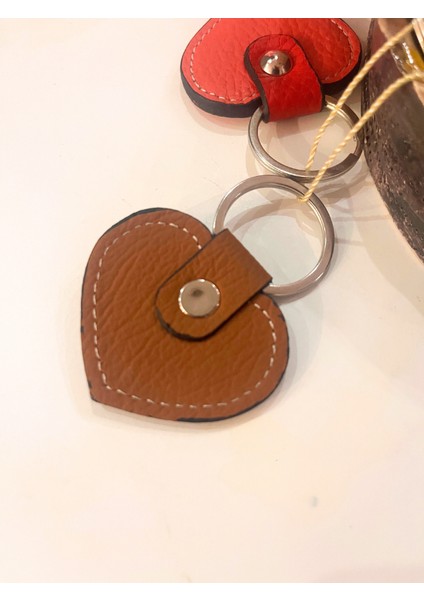 Pinkylola Design-Aşk Model Kalp Taba Hakiki Deri ,anahtarlık , Çanta Süsü ,charm