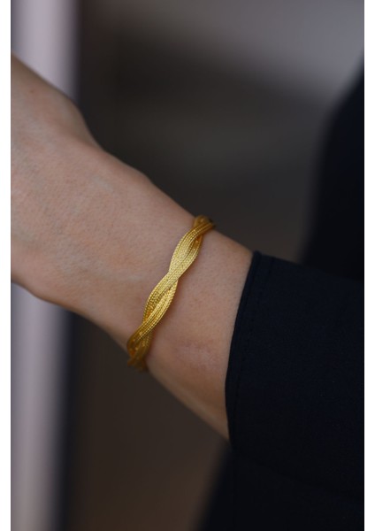 14 Ayar Altın Cımarlı Örgü Bileklik