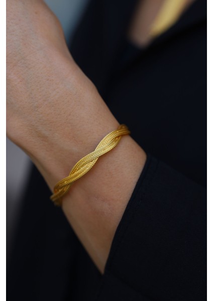 14 Ayar Altın Cımarlı Örgü Bileklik modelleri