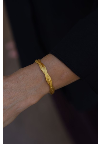 14 Ayar Altın Cımarlı Örgü Bileklik fırsatları
