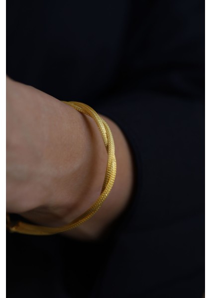 14 Ayar Altın Cımarlı Örgü Bileklik indirimleri