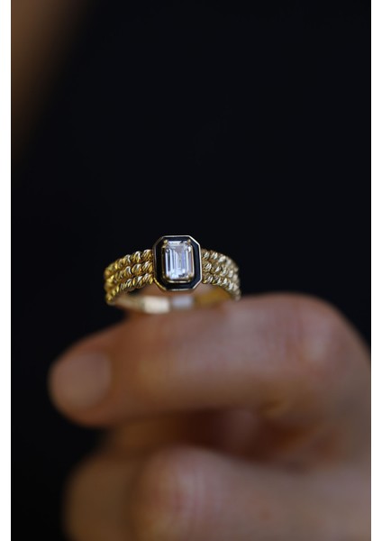 14 Ayar Altın Ema Baget Detaylı Dorika Yüzük fırsatları