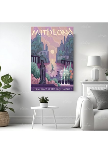 Yüzüklerin Efendisi Hd Dijital Baskı Kanvas Tablo Mithlond Duvar Dekorasyonu Lotr Oyun Odası Salon Tablosu