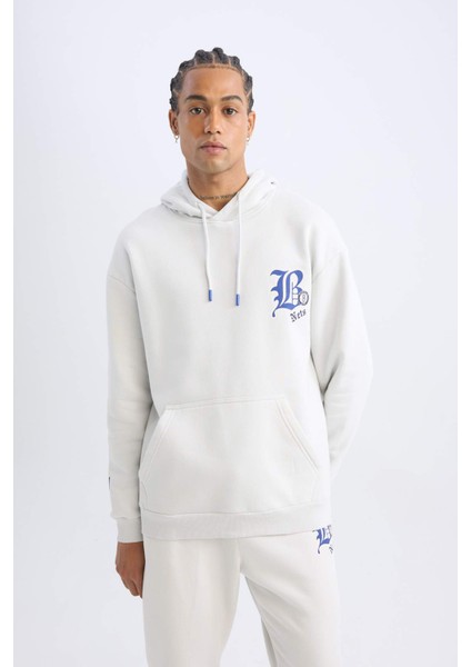 Fit NBA Brooklyn Nets Comfort Fit Rahat Kalıp Kapüşonlu Kalın Sırt Baskılı Sweatshirt D3222AX24WN