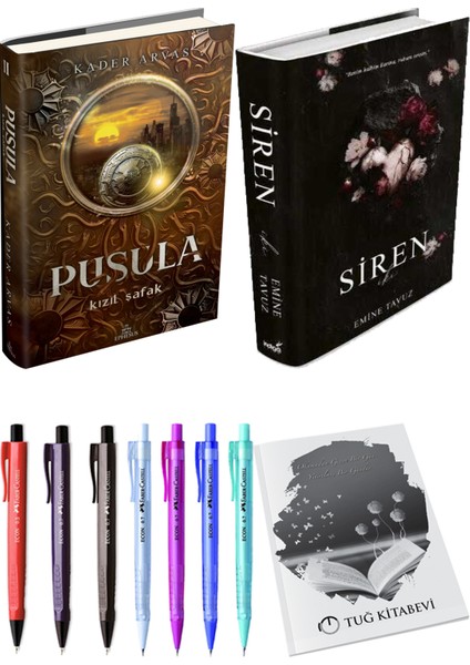 Siren Iki Ciltli Emine Tavuz ve Pusula 2 Kızıl Şafak Ciltli Kader Arvas 2li Set