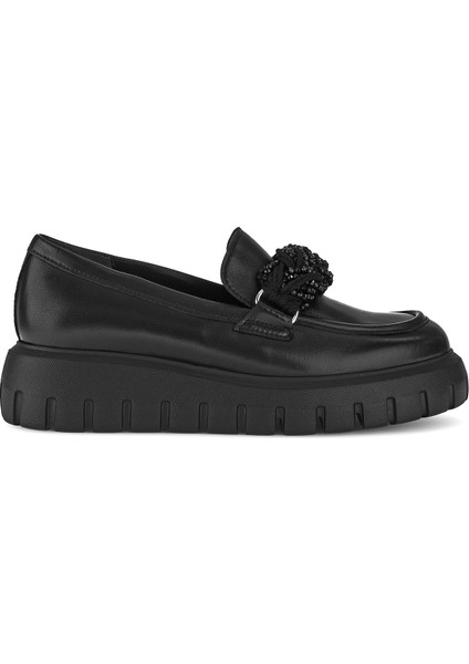 Siyah Kadın Deri Loafer 55301