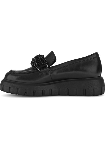 Siyah Kadın Deri Loafer 55301