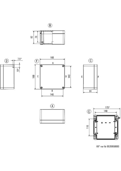 1565290000 Klippon K Serisi 160X160X91 mm Aliminyum Pano