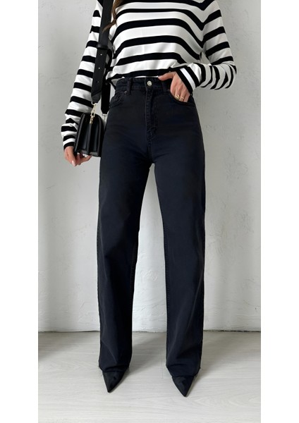 Yüksek Bel Kesik Paça Straight Kadın Jean Füme fiyatları