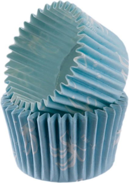Kek Kalıbı Pet Kapsül 52 x 45 mm Kağıt Cupcake Kağıdı x 100 Adet - Fiyonklu Mavi