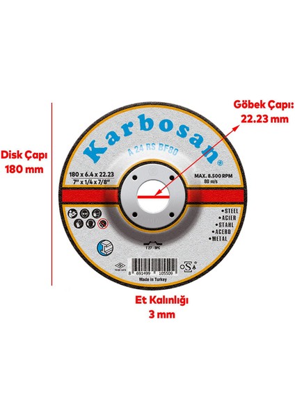 Metal Kesici Taş Disk Taşlama Spiral Demir Kesme Diski 180X3.0X22.23 mm fırsatları