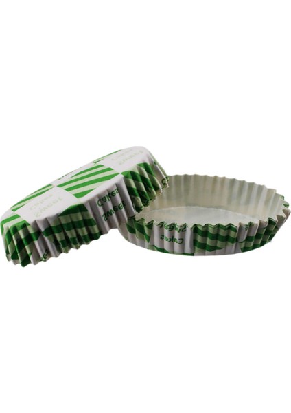 Cupcake Kalıbı Pet Kapsül Oval Beyaza Yeşil Kare Desen Kek Kalıbı x 100 Adet