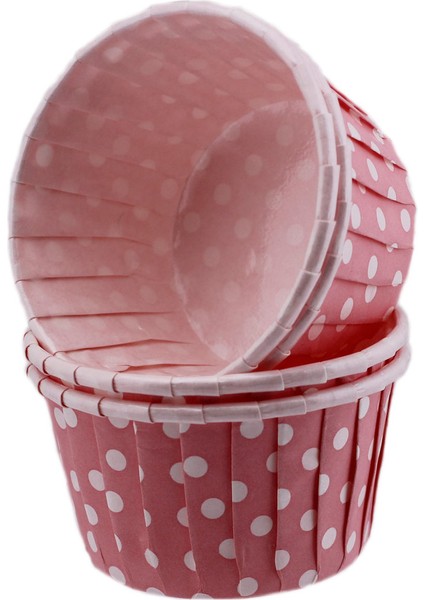 Cupcake Kalıbı Büyük Boy 62*40 mm (100 Adet) Puantiyeli Pembe