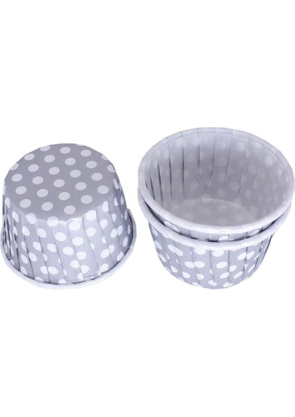 Cupcake Kalıbı Minik Boy 38*30 mm (50 Adet) Puantiyeli Gümüş