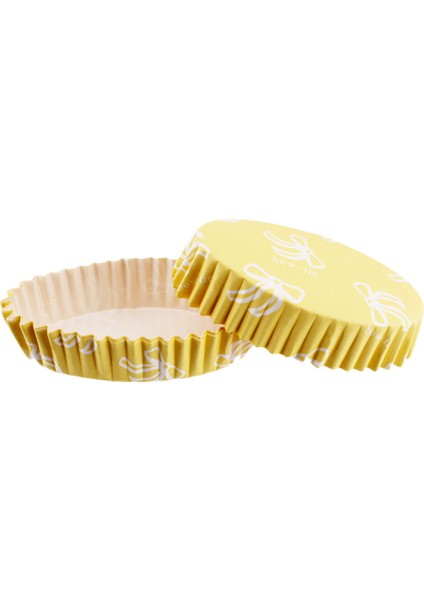 Cupcake Kalıbı Pet Kapsül Oval Model Kek Kalıbı (100 Adet) F11 Fiyonklu Sarı