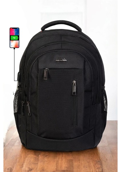Siyah Sportif Darbe Emici Su Geçirmez 14-16 Inç Laptop Sırt Çantası