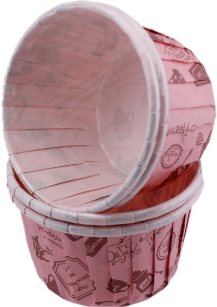 Cupcake Kalıbı Orta Boy 50*39 mm Desenli (100 Adet) Pembe Mutfak Desenli
