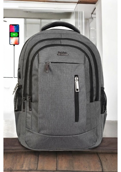 Gri Sportif Darbe Emici Su Geçirmez 14-16 Inç Laptop Sırt Çantası