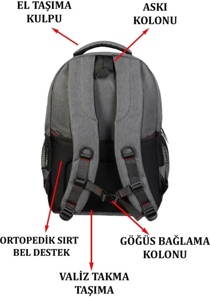 Gri Sportif Darbe Emici Su Geçirmez 14-16 Inç Laptop Sırt Çantası modelleri