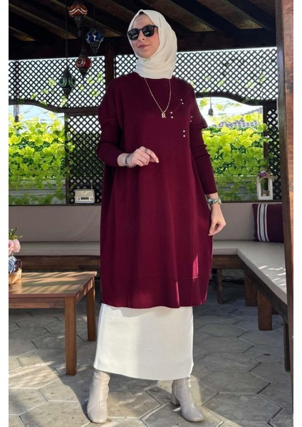 Melda Triko Tunik Bordo