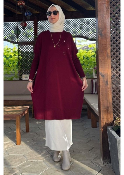 Melda Triko Tunik Bordo