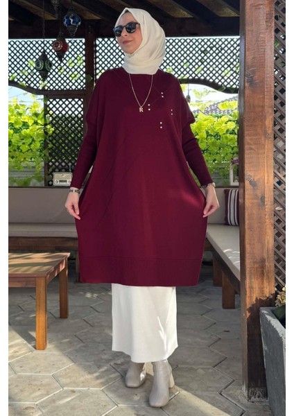 Melda Triko Tunik Bordo