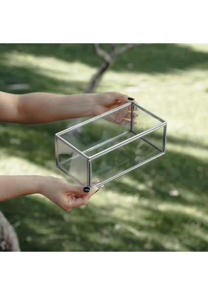 Gümüş Silver Kapaklı Takı Aksesuar Çikolata Söz Mendil Kutusu 23X12X8CM