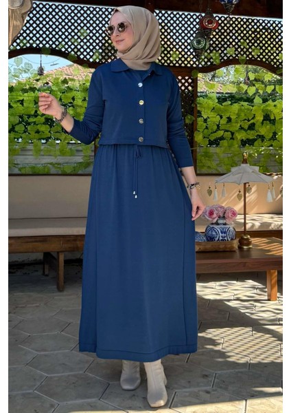 Hazal Triko Elbise Indigo