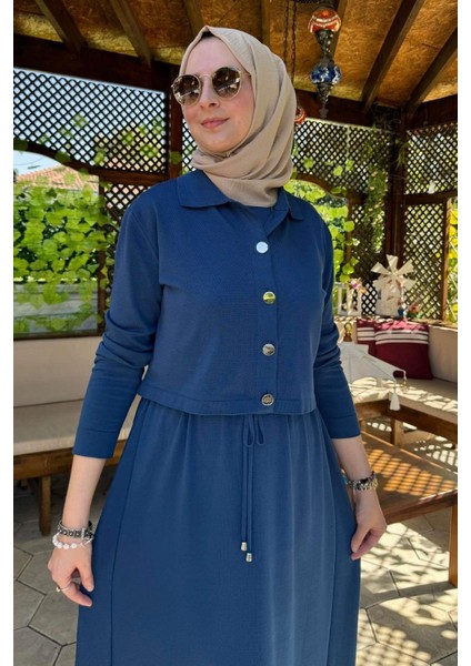 Hazal Triko Elbise Indigo