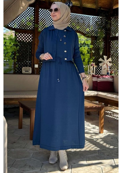 Hazal Triko Elbise Indigo