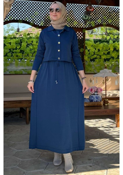 Hazal Triko Elbise Indigo