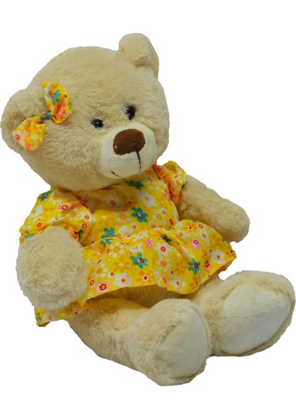 Elbiseli ve Tokalı Ayı Peluş 30 cm