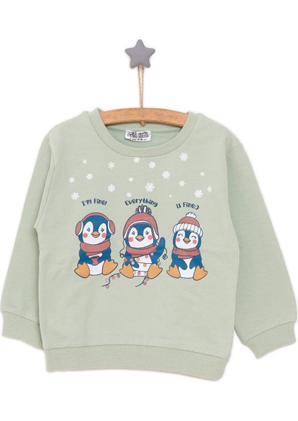 HelloBaby Basic Az Şardonlu Penguen Desenli Sweatshirt Kız Bebek