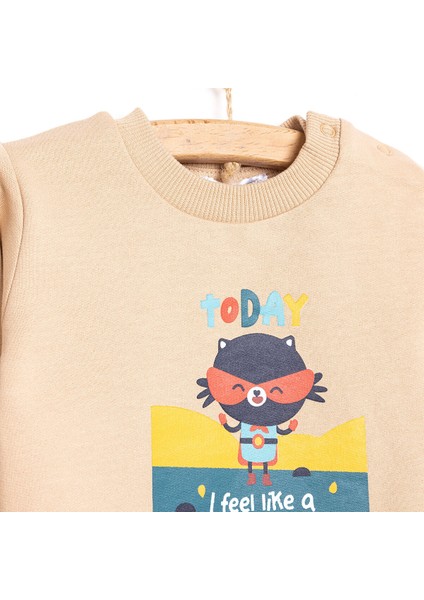 HelloBaby Basic Az Şardonlu Hero Baskılı Sweatshirt Erkek Bebek modelleri