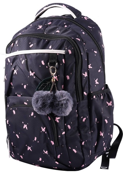 Fengdong Sevimli Okul Çantaları Genç Kızlar Için Okul Sırt Çantası Kızlar Için Kürk Topu Dekorasyon Çanta Kelebek Desen Çanta (Yurt Dışından)