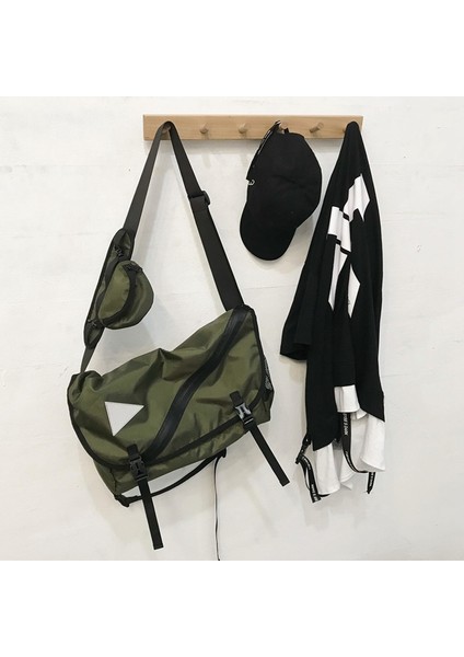 Sokak Harajuku Gelgit Fonksiyonu Bir Omuz Ölü Sinek Rahat Takım Hip Hop Erkekler ve Kadınlar Sırt Çantası Yeşil (Yurt Dışından) indirimleri