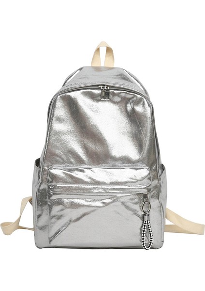 Hip-Hop Tarzı Ayna Yüzeyi Moda Erkek ve Kadın Sırt Çantası Kadın Naylon Sırt Çantası Gümüş (Yurt Dışından)