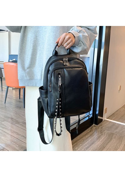 Bayanlar Pu Deri Sırt Çantası Kadın Moda Sırt Çantası Retro Omuz Çantası Okul Çantası Sırt Çantası Pembe (Yurt Dışından) indirimleri
