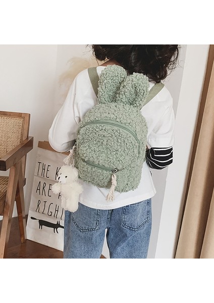 Sevimli Yürümeye Başlayan Çocuk Kız Polar Karikatür Sırt Çantası Okul Çantası Omuz Çantası Sırt Çantası-Yeşil (Yurt Dışından) fırsatları