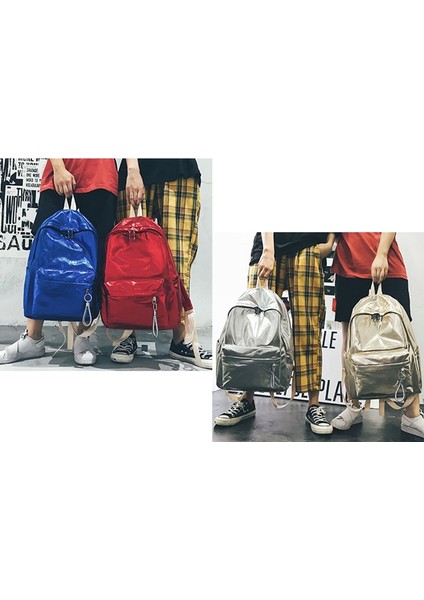 Hip-Hop Tarzı Ayna Yüzeyi Moda Erkek ve Kadın Sırt Çantası Kadın Naylon Sırt Çantası Gümüş (Yurt Dışından) fırsatları