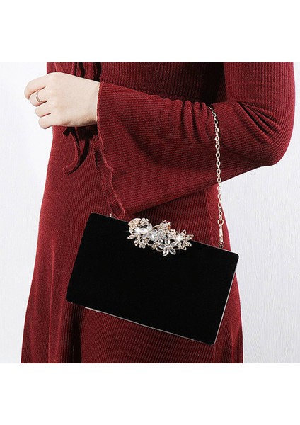 Moda Asil Bayan Taklidi Akşam Debriyaj Tote Çanta Katı Kadın Omuz Zinciri Süet Yüzey Siyah (Yurt Dışından) indirimleri