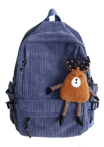 Moda Kadın Sırt Çantası Saf Renk Şerit Harajuku Okul Çantası Genç Lüks Kız Sırt Çantası Kadın Sevimli Bagkpack-B (Yurt Dışından)