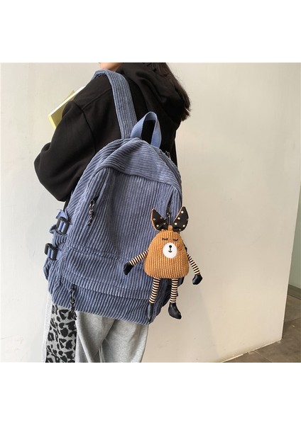 Moda Kadın Sırt Çantası Saf Renk Şerit Harajuku Okul Çantası Genç Lüks Kız Sırt Çantası Kadın Sevimli Bagkpack-B (Yurt Dışından)