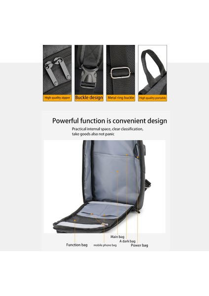 Rahat Erkek Göğüs Çantası Oxford Kumaş Su Geçirmez USB Crossbody Göğüs Çantası Açık Seyahat Omuz Çantası Gri (Yurt Dışından) fırsatları