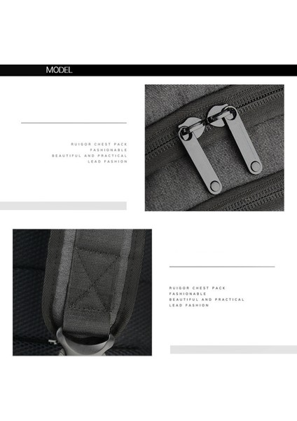 Rahat Erkek Göğüs Çantası Oxford Kumaş Su Geçirmez USB Crossbody Göğüs Çantası Açık Seyahat Omuz Çantası Gri (Yurt Dışından) indirimleri