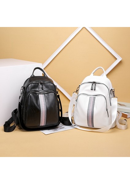 Basit Şerit Sırt Çantası Su Geçirmez Çanta Kolej Tarzı Gençlik Öğrenci Okul Çantası Seyahat Sırt Çantası Kız Büyük Kapasiteli Sırt Çantası Siyah (Yurt Dışından) fırsatları