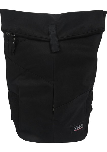 Moda Kanvas Rulo Omuz Çantası Renk Üniversite Öğrenci Çantası Büyük Kapasiteli Seyahat Spor Sırt Çantası Siyah (Yurt Dışından)