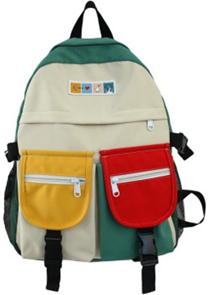 Renk Eşleştirme Bayan Sırt Çantası Okul Çantası Su Geçirmez Naylon Okul Çantası Kızlar Için Uygun Seyahat Sırt Çantası Mochila C (Yurt Dışından)